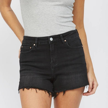 HIGH RISE SPLIT DETAILED SHORTS