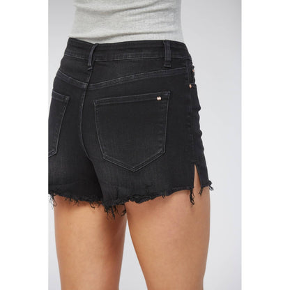 HIGH RISE SPLIT DETAILED SHORTS